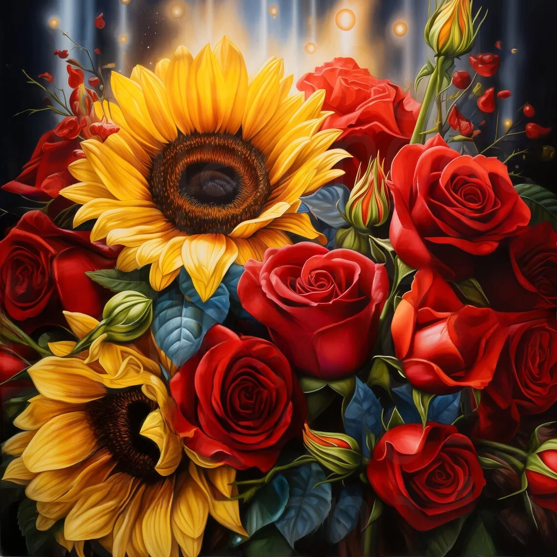 Sunature Diamond Painting Art Full Square Round Drills Sunflower Rose Diamond Painting Kit