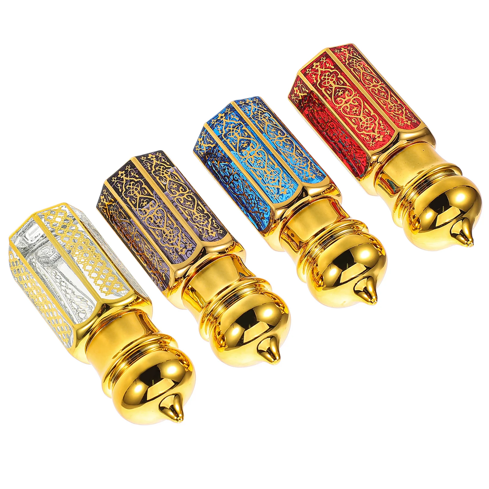 

4Pcs Glass Essential Oil Bottles Refillable Portable Perfume Roller Bottle Travel Mini Fragrance Container Elegant Cap 6ml