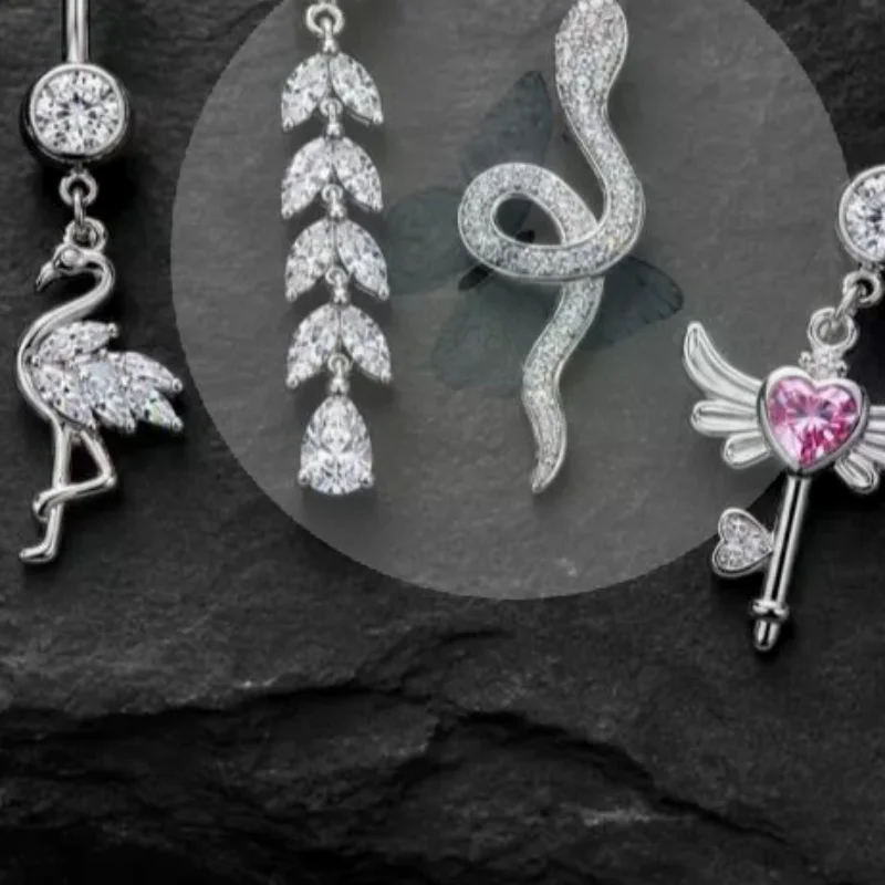 Piercing de Ombligo de Acero Inoxidable con Forma de Mariposa, 1 Pieza, Anillo de Ombligo Brillante para Mujer, Decoración para una Cita Nocturna