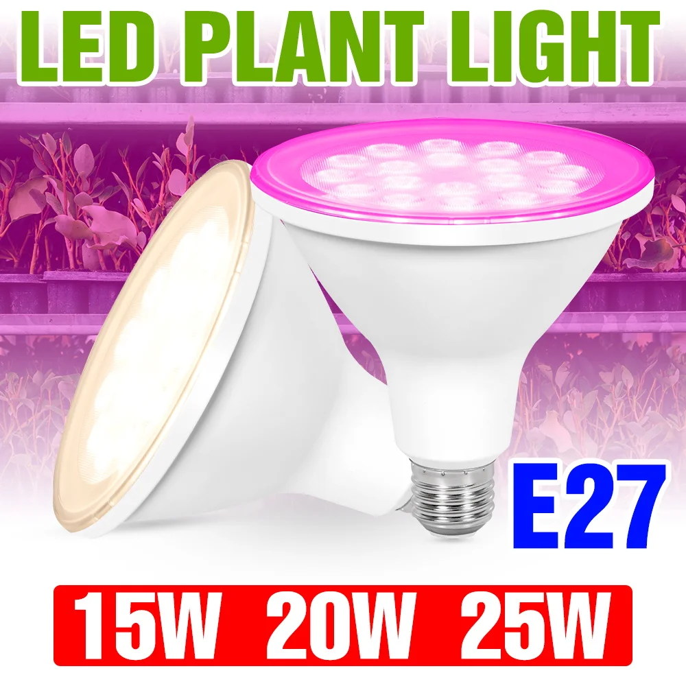 

25W LED Full Spectrum Grow Light Bulb E27/E26 Indoor Hydroponics Plant Lamp Potted Succulents Flowers Growth Box Fill Lighting