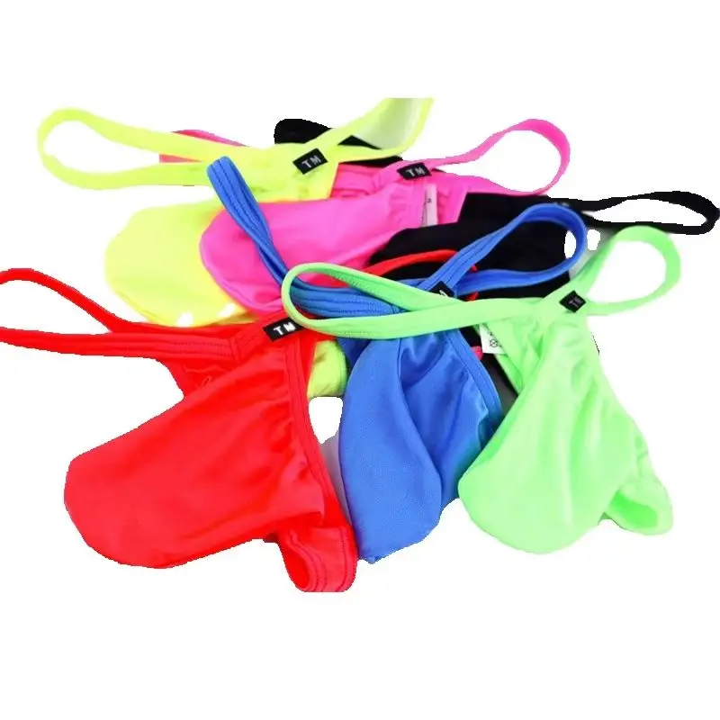 

U-convex Pouch Ice Silk Men's Thong, Low-rise Silky Elastic T-back Underwear