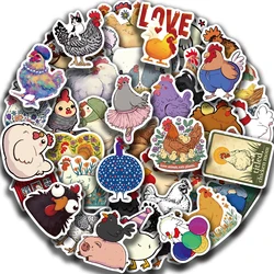 50PCS Cartoon Chicken Animal Stickers Personality Creative Sticker For Desk Refrigerator Phone Skateboard Waterproof Decals﻿