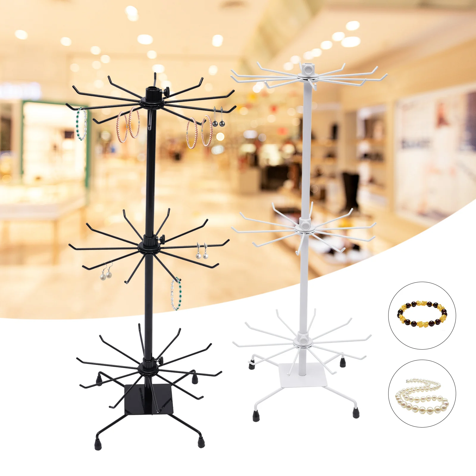 Bancada Spinner Rack para Jóias, Pulseira Display, Uso Doméstico, 3 Camada Counter Top, Uso Doméstico Reverso