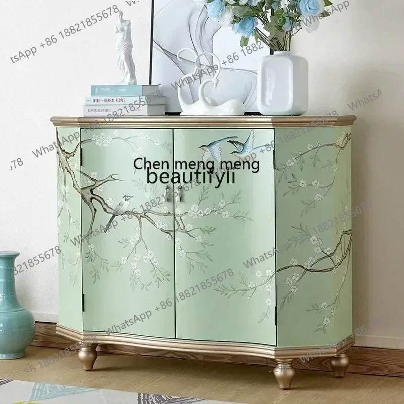 

2003 American rural retro entrance cabinet Solid wood dining side cabinet Art storage decorative cabinet