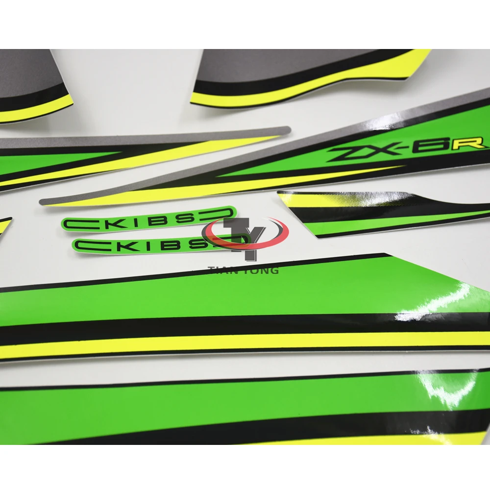 Pegatinas para motocicleta, Kit de apliques de serigrafía, color amarillo, verde, gris, degradado, para ZX6R 2019-2023