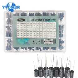 500pcs/box Aluminum Electrolytic Capacitor 10V 16V 25V 50V 24 Kinds Capacitors Kit 0.1uF~1000uF for  DIY Electronic