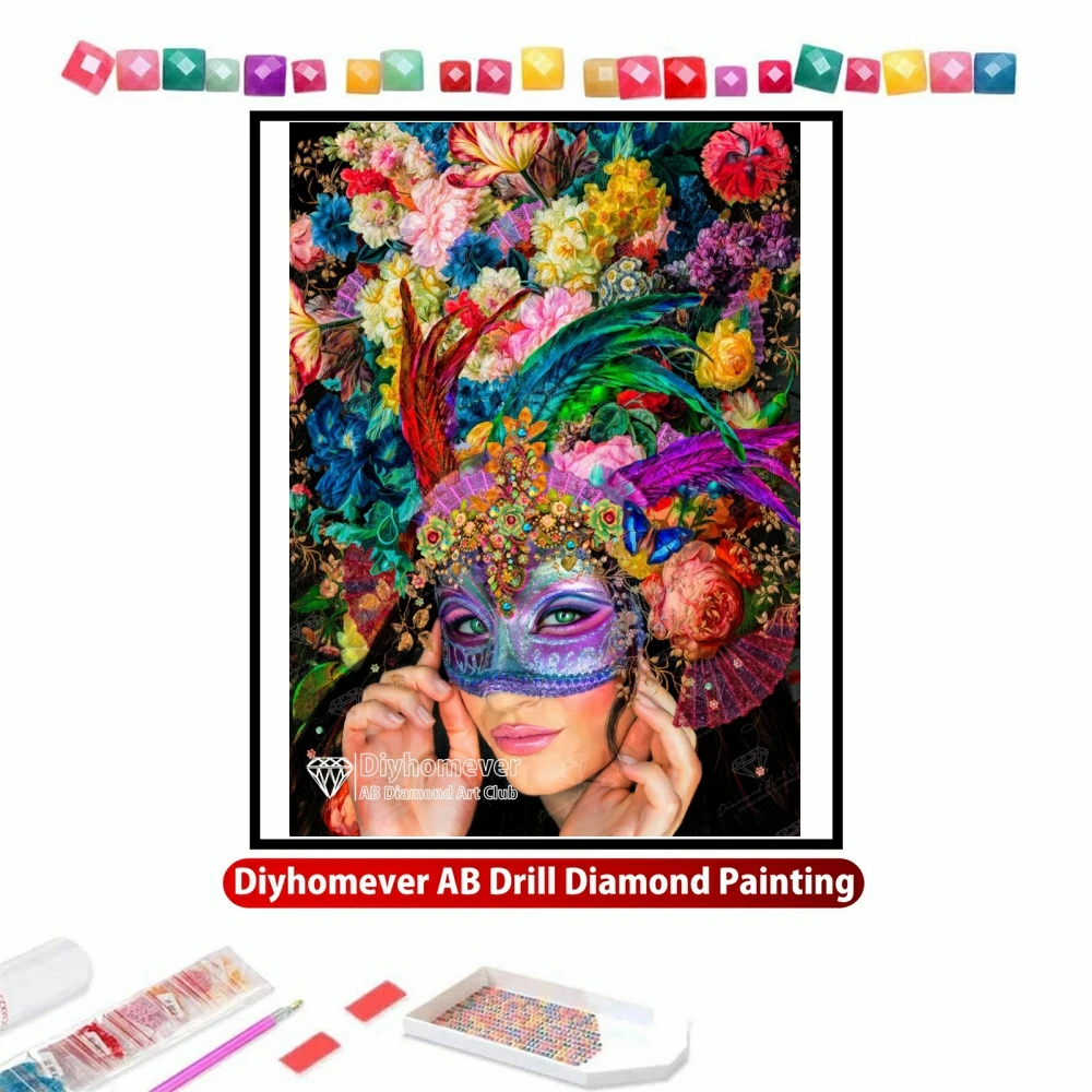 

The Mascheraris Muse 5D DIY AB Diamond Painting Embroidery Fantasy Woman Handmade Cross Stitch Mosaic Handicraft Home Decor