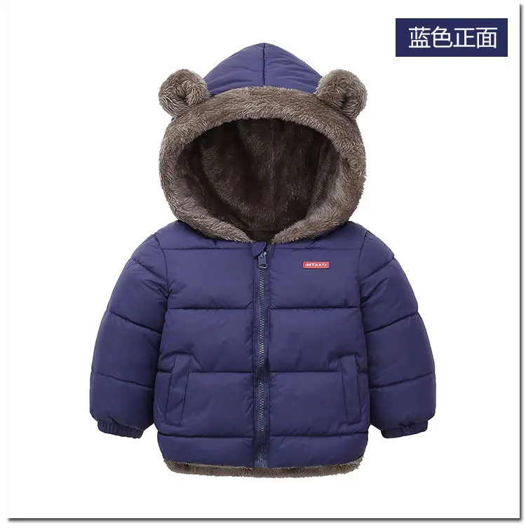 Baby Herbst Winter Kinder Baumwollkleidung Jacke mit Taschen Einfarbige Daunenjacke mit Ohren Kleinkind Mantel Langarm Baby Baumwollkleidung – Detail 12