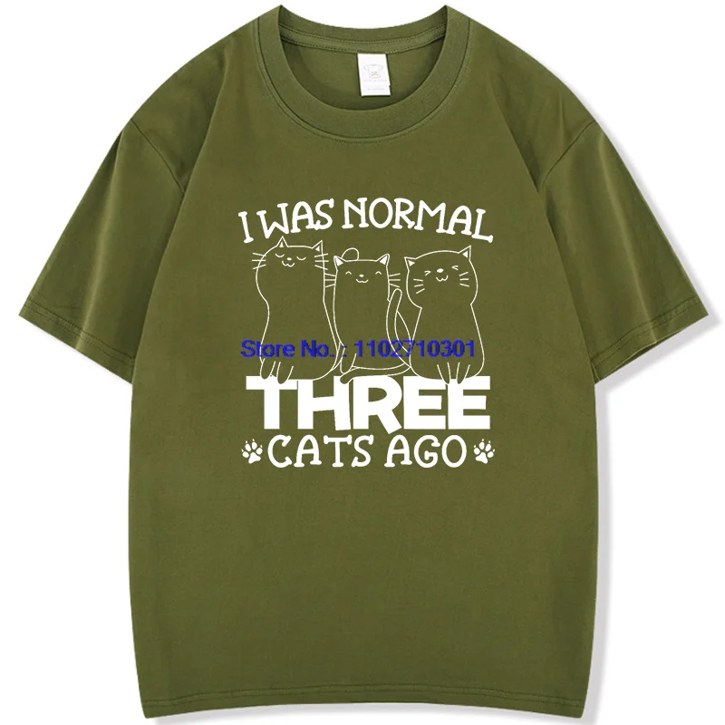Men's Short Sleeve Graphic Tee 'I Was Normal Three Cats Ago' Fashion Shirt Cotton Top New Arrival Casual Wear