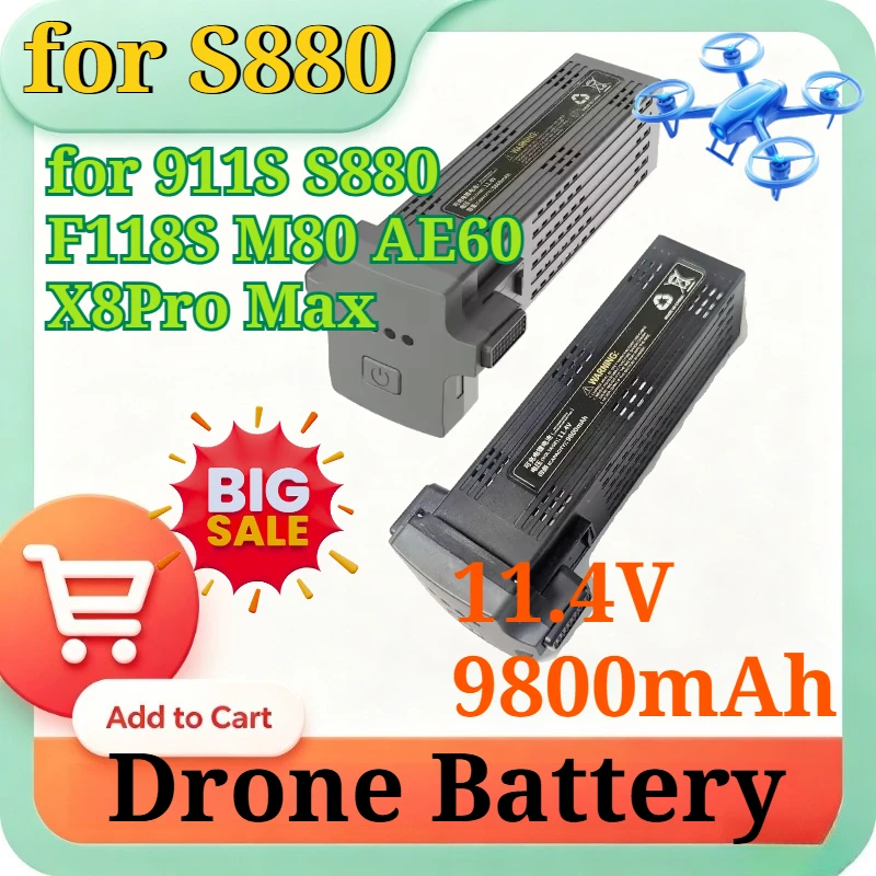 11.4V 9.8Ah Modular Intelligent Flight Battery for S880 M80 AE60 Max Replacement Smart Lithium Battery Parts 50mins Flight Time