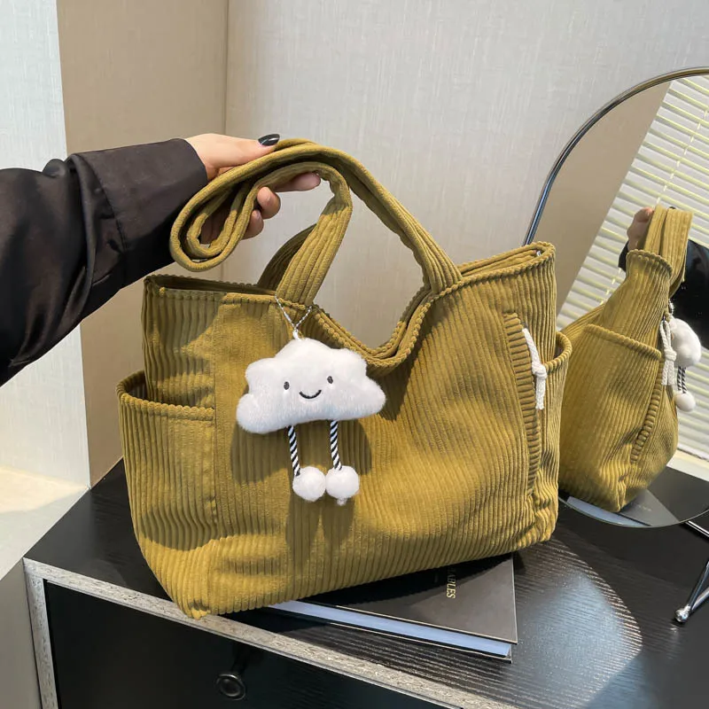 حقيبة يد سروال قصير جديدة عصرية ذات سعة كبيرة حقيبة يد نسائية حقيبة كتف متعددة الاستخدامات حقيبة فئة الطالب الرجعية مع جيب بسحاب #3