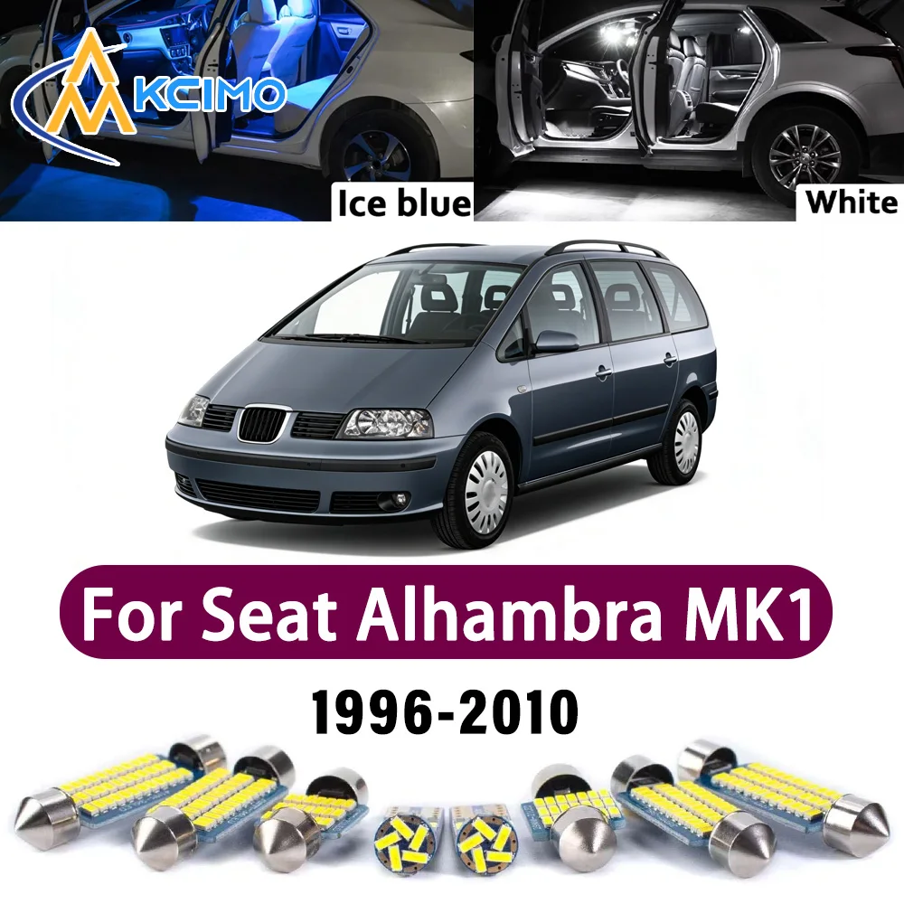 

High Lumen CANBUS Error Free LED Interior Light Kit For Seat Alhambra MK1 7V8 7V9 1996-2010 Trunk Reading Dome Lamp Bulbs Set