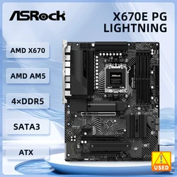  ASRock AMD X670 Motherboard X670E PG LIGHTNING Sokcet AM5 DDR5 192GB support 7900X 7600 8300GE 9950 8700F 7700 cpu NVMe SSD