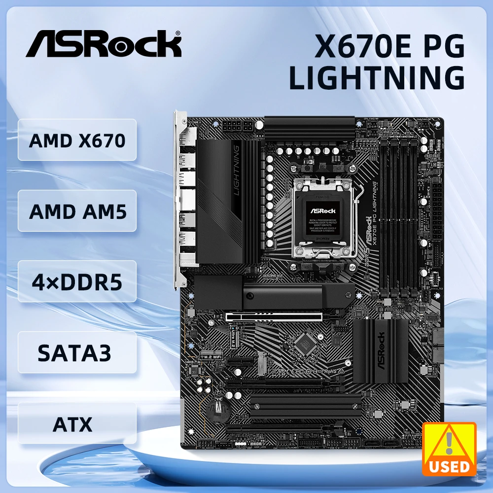 ﻿ ASRock AMD X670 Motherboard X670E PG LIGHTNING Sokcet AM5 DDR5 192GB support 7900X 7600 8300GE 9950 8700F 7700 cpu NVMe SSD