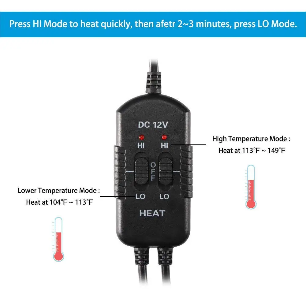 2 قطعة وسادة مقعد التدفئة 30-65 ° C سريع الدفء في 2 دقيقة للسيارة المنزل مكتب المضادة للانزلاق شبكة الظهر غطاء وسادة مقعد السيارة