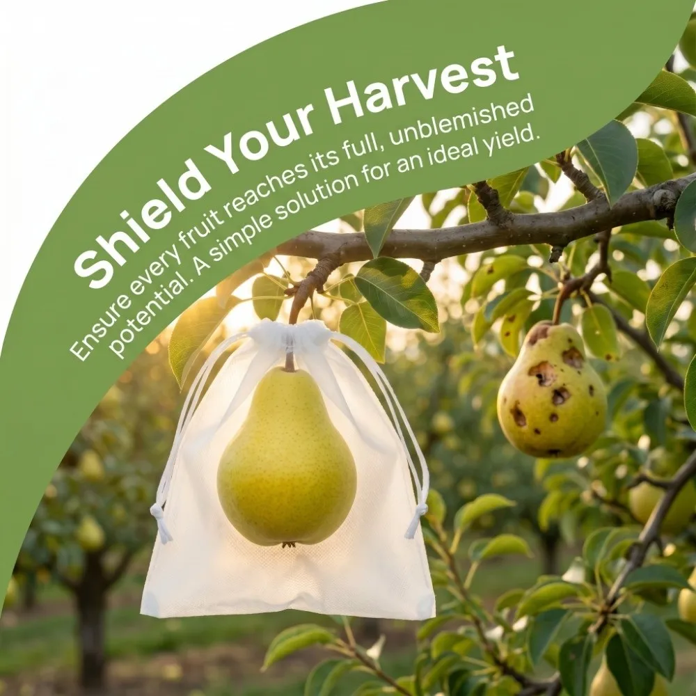 100Pcs Breathable Fruit Protection Bags Hidden Drawstring Non-woven Fabric Bird Netting Multi-purpose Anti-Bird
