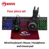 MARVO CM416 Loot 40 Wired Keyboard Mouse Headphone Mousepad 4 IN 1 Set W/ Backlit Keyboard 8000 DPI 7 Buttons Mouse Game Headset