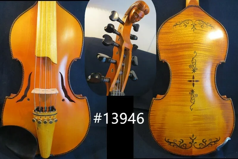 

Baroque style SONG master 5×5 strings 14" Viola d'Amore ,carving man neck #13946