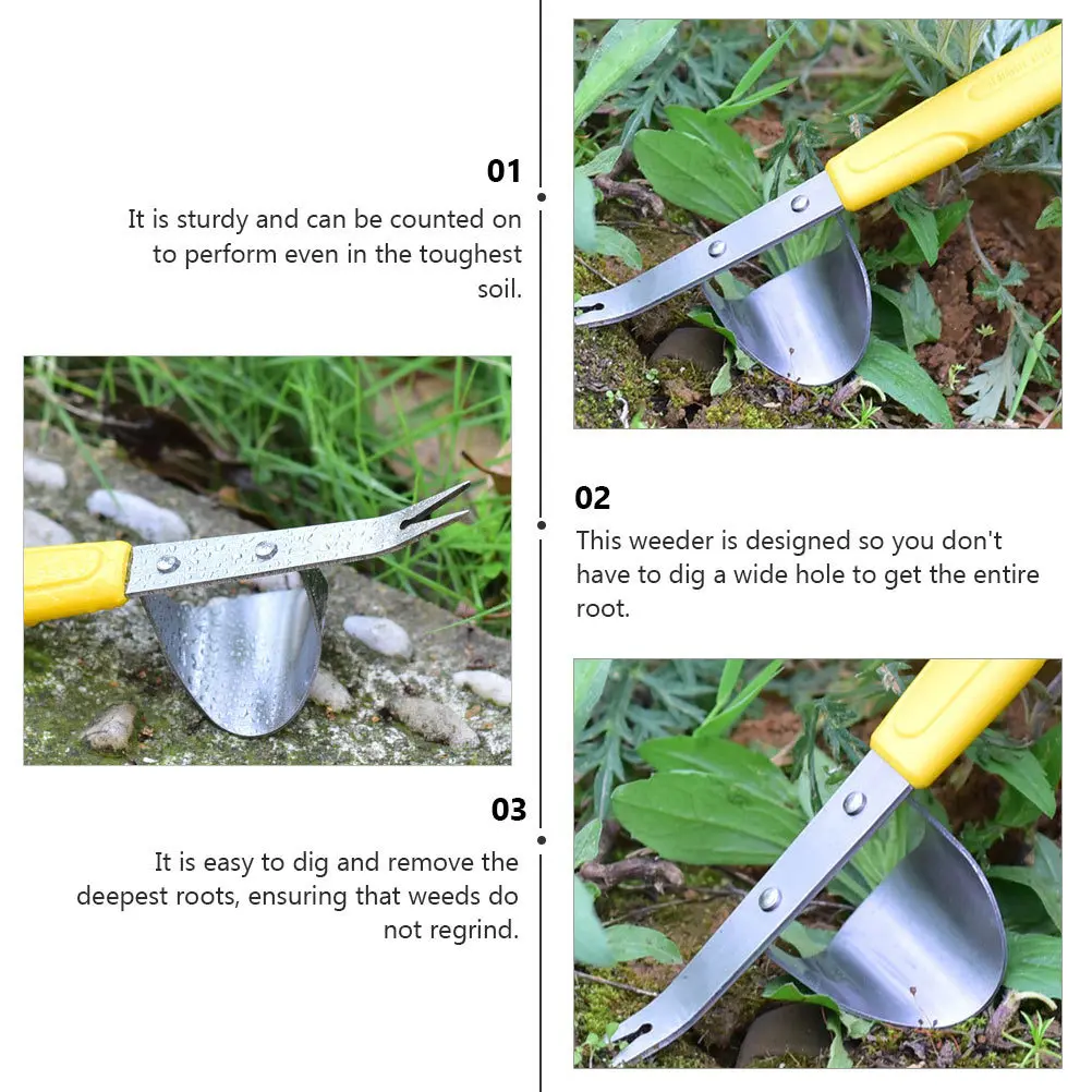 

1Pcs Manual Weeding Fork Stainless Steel Garden Tool Root Removing Fork Portable Household Lawn Weeder Weeding Device