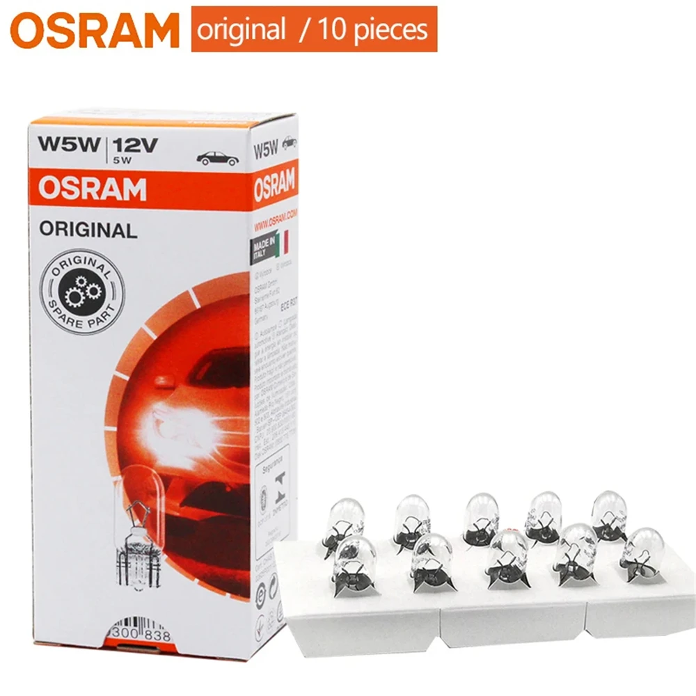 OSRAM Original T10 W5W/194  2825 Car Interior Light Standard Turn Signal Lamp 12V 5W W2.1x9.5d Yellow Auto Halogen OEM Bulb