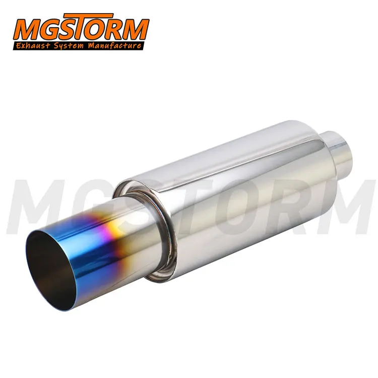 Exhaust End Pipe Straight Flow Diameter 51mm Inlet 76mm Burnt Blue Outlet 102mm Body 360mm Overall Length Exhaust Muffler
