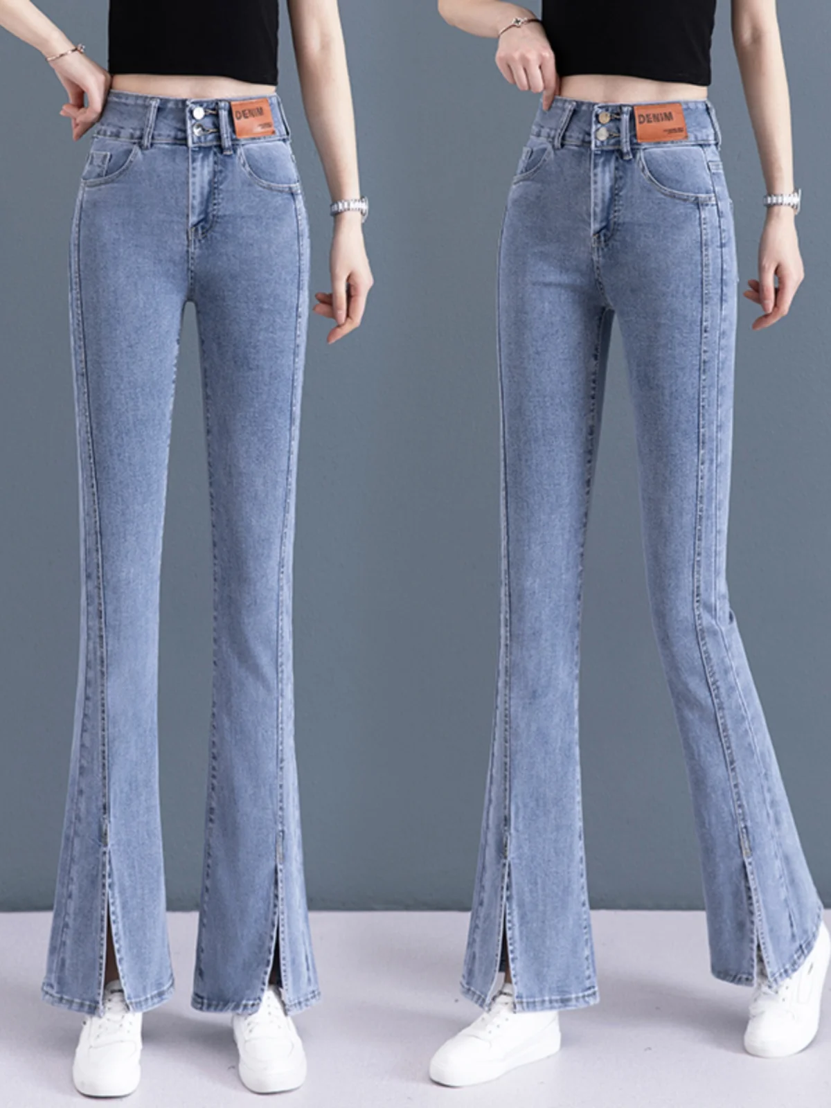 

Джинсы-клеш с высокой талией женские, повседневные, белые, свободного кроя, длинные брюки, осенне-зимние, новые, джинсовые брюки для женщин