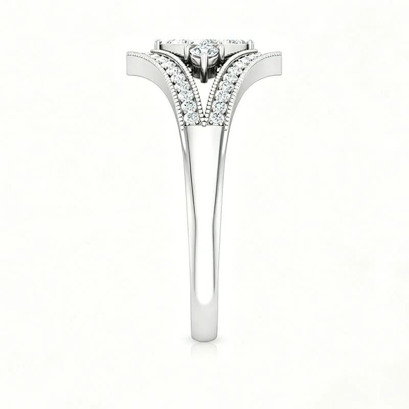 Laborgezüchteter Diamant Runder Schliff Hauptstein 3,5mm Ehering in Platin 950 DEF VS-VVS Qualität Eleganter Schmuck für Damen – Detail 7