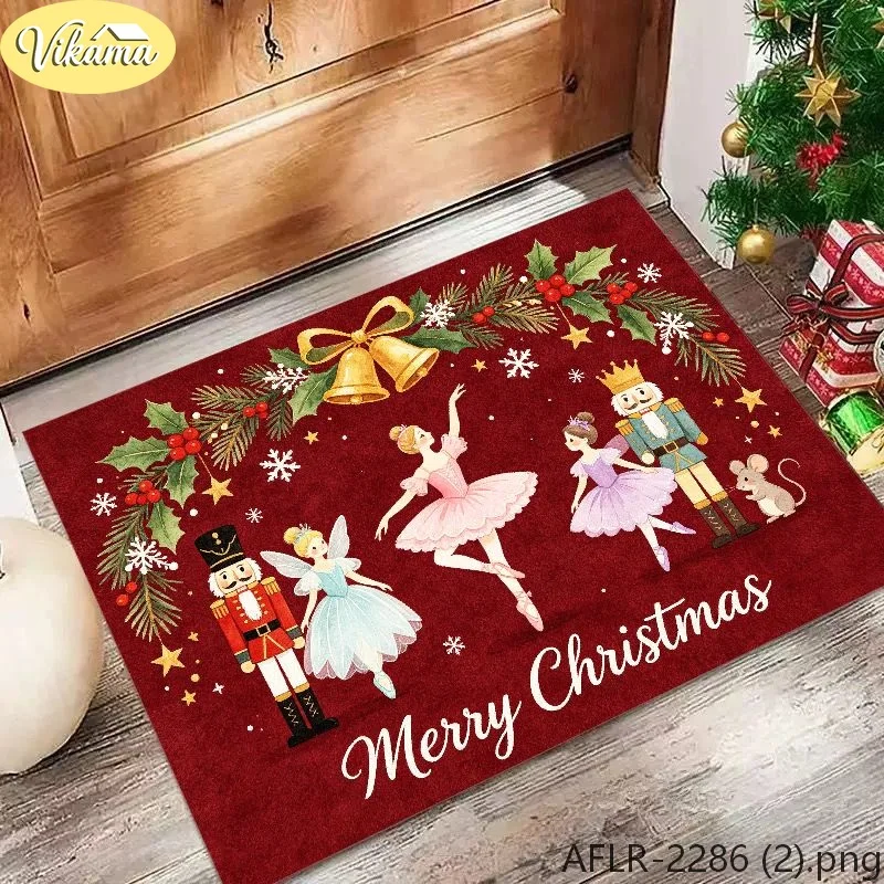 VIKAMA Typographic & Angel Flannel Door Mat, Washable Non-Slip Door Mat, Decor for Entryway Front Door Living Room Kitchen