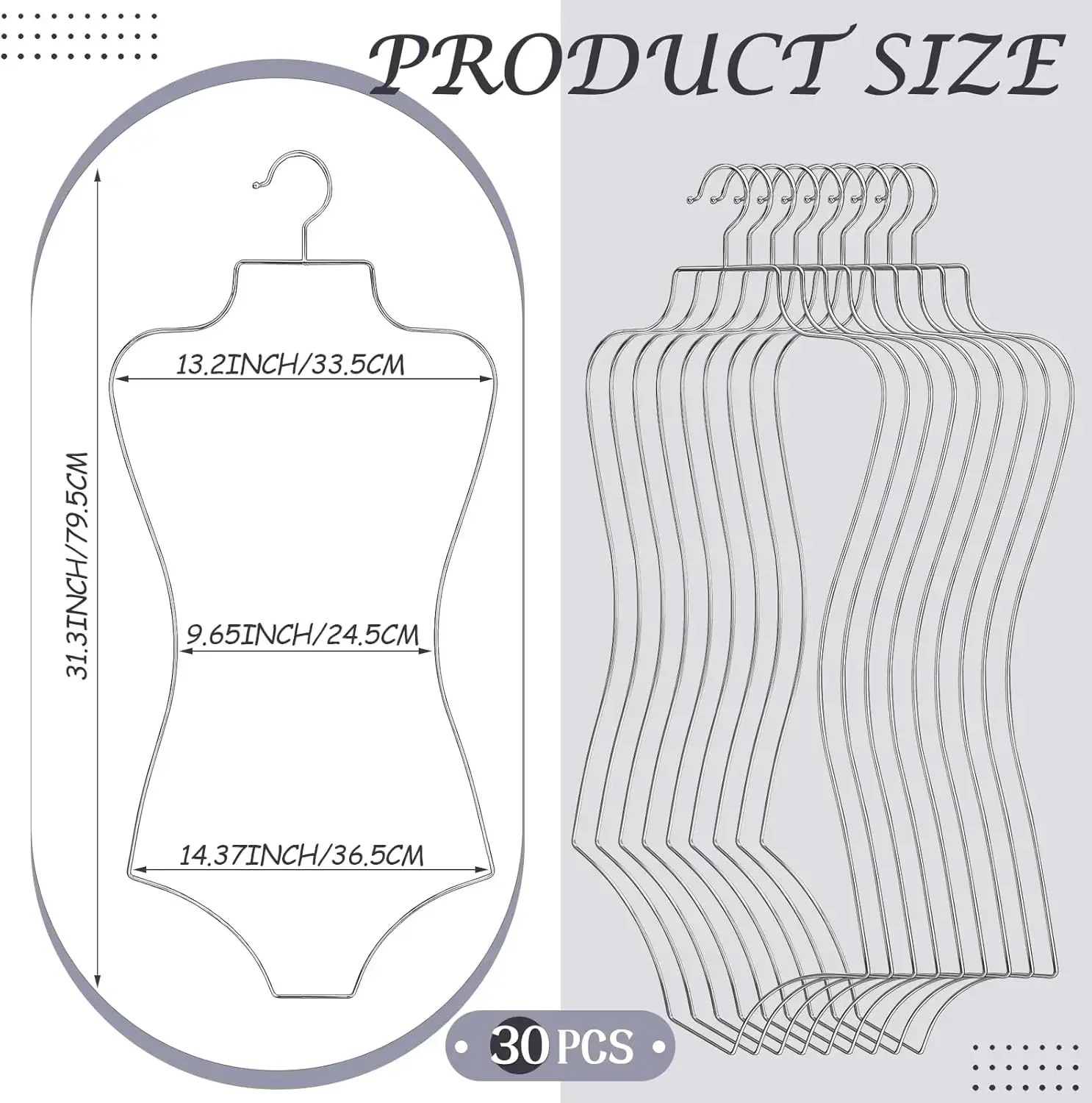 

30 Pack Bathing Suit Hangers Bikini Display Lingerie Wire Hangers Full Body Shape Metal Swimsuit Rack for Bra Boutique Closet