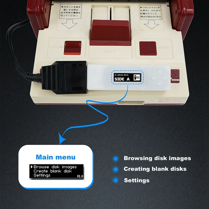 For Fdskey Disk System Drive Emulator+Memory Card With OLED Display For AV FC Famicom Console