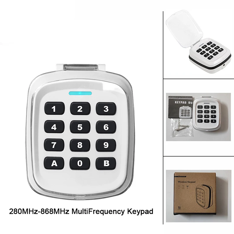 

Garage Door Opener Wireless Keypad Remote Control 280MHz-868MHz Electric Gate Remote Control Multiple Brands Keychain Clone