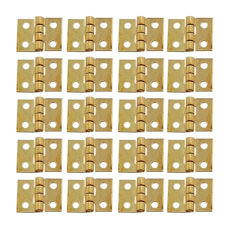 25pcs Tiny Golden Mini Small Metal Hinge for 1/12 House Miniature Cabinet Furniture Fittings for Cabinets 10 X 8mm Home Hardware