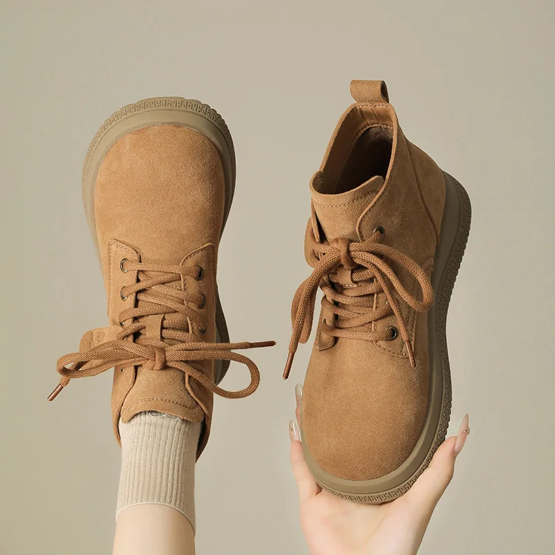 Advanced Brown Matte Leather Women's Boots 2025 New Autumn Sports and Leisure Shoes for Women