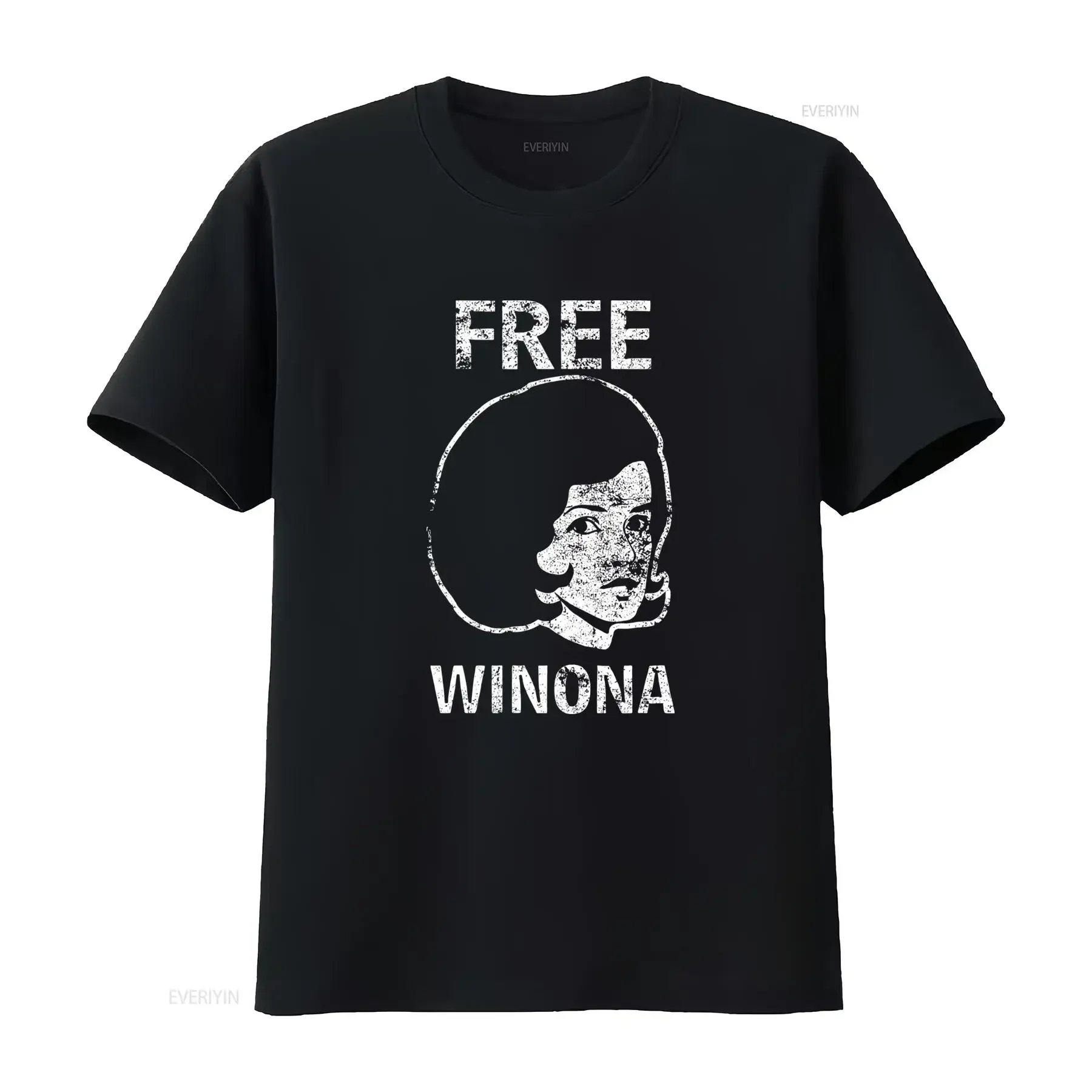 Camiseta Vintage Free Winona para Hombres con Diseño Retro de Heathers Shoplifting Depp Ryder Cuello Redondo Casual vintage