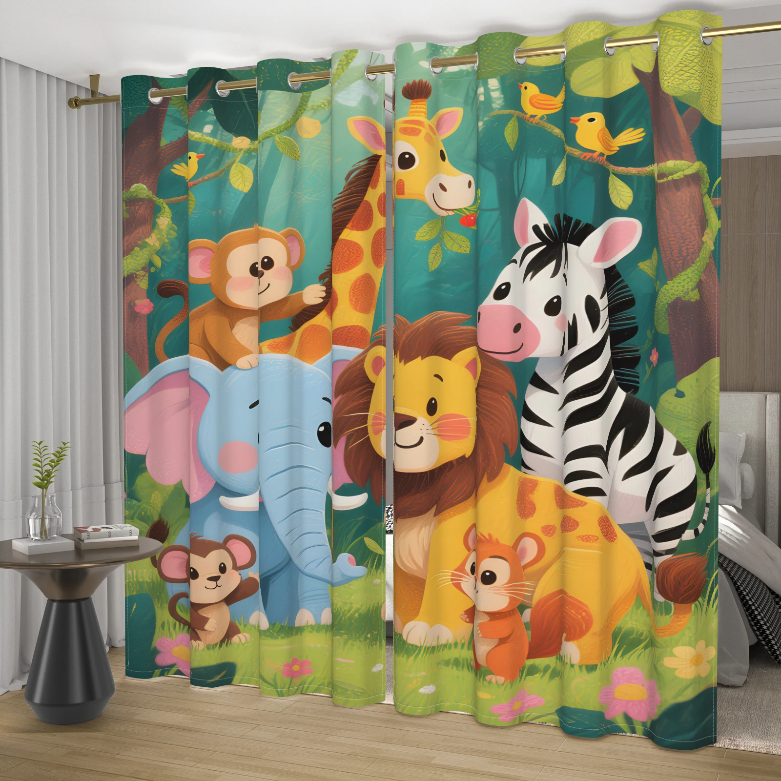 2pcs/set Customizable Image Text Window Curtain Modern Nordic Bedroom Living Room Decor Blackout Polyester Fabric Curtains