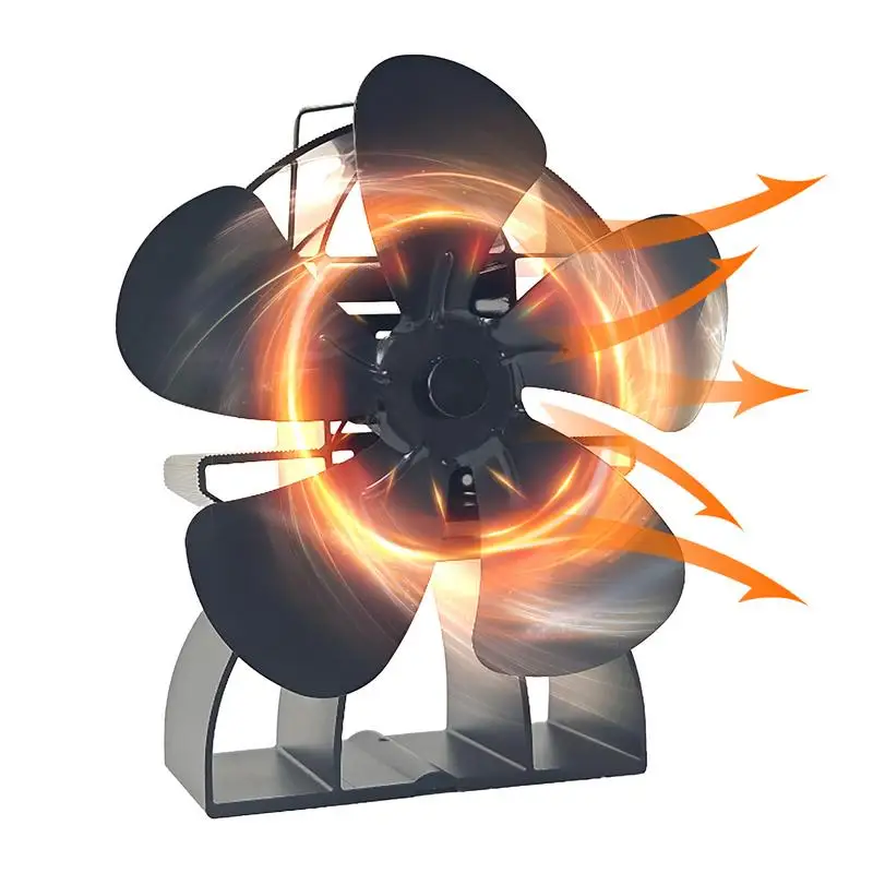 

Mini Stove Fan Heat Powered Fireplace Fan Log Wood Burner Eco-fan Quiet 5 Blade Fireplace Fan Home Winter Warm Heat Distribution