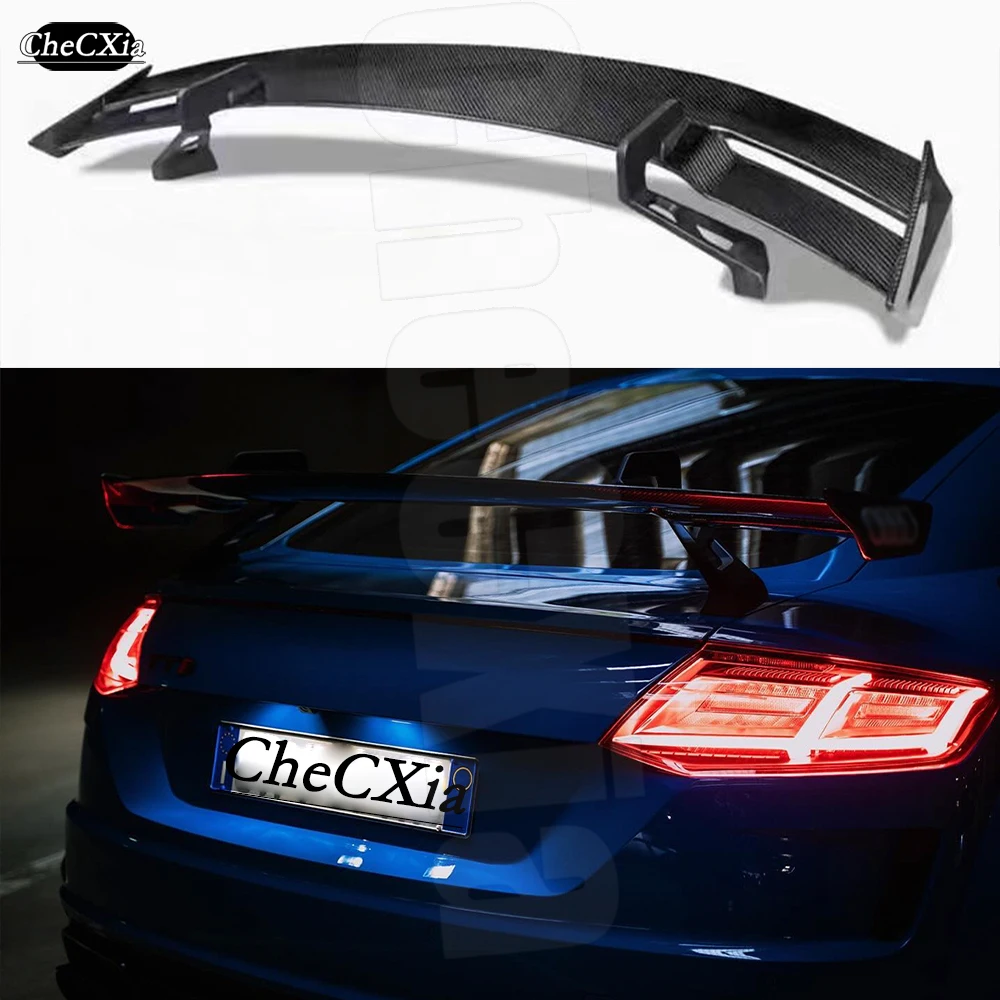 Suitable For Audi TT TTS TTRS R8 V8 MK3 MK2 Rear Spoiler Fiberglass Material Car Trunk Cover Glossy Black Rear Spoiler