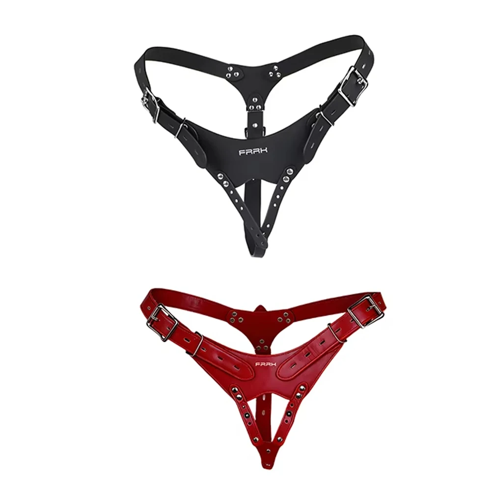 ORALSX PU Leather Auxiliary Chastity Belt for Metal Chastity Cage Band BDSM Penis Restraint Accessory Harness Sex Toys For Men view 6