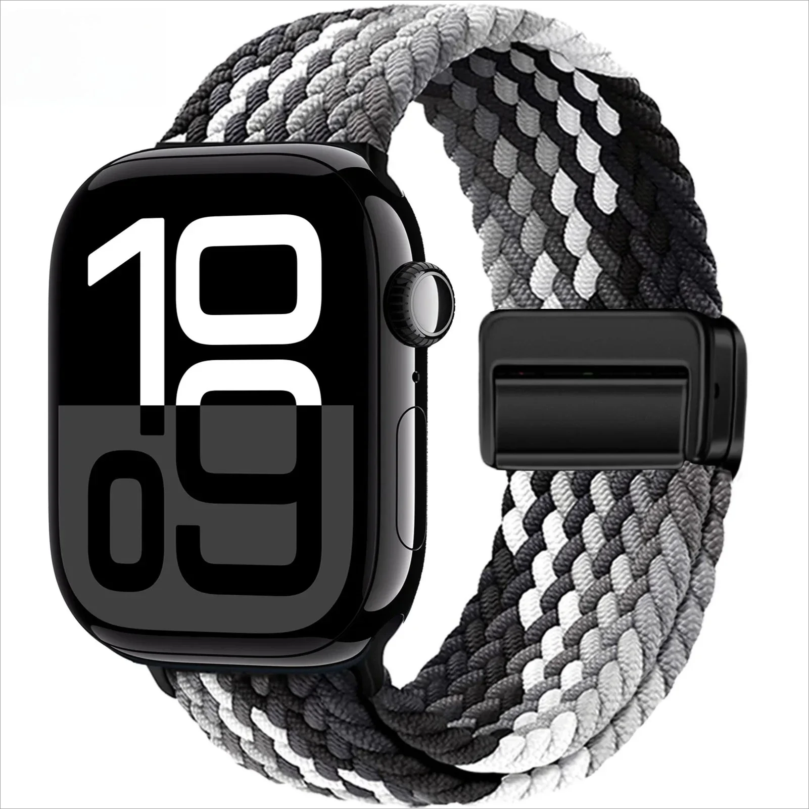 حزام نايلون مضفر مغناطيسي آمن 38-49 ملم - حزام مسامي لساعة Apple Watch Ultra 2 iWatch Series 10 9-SE للجنسين