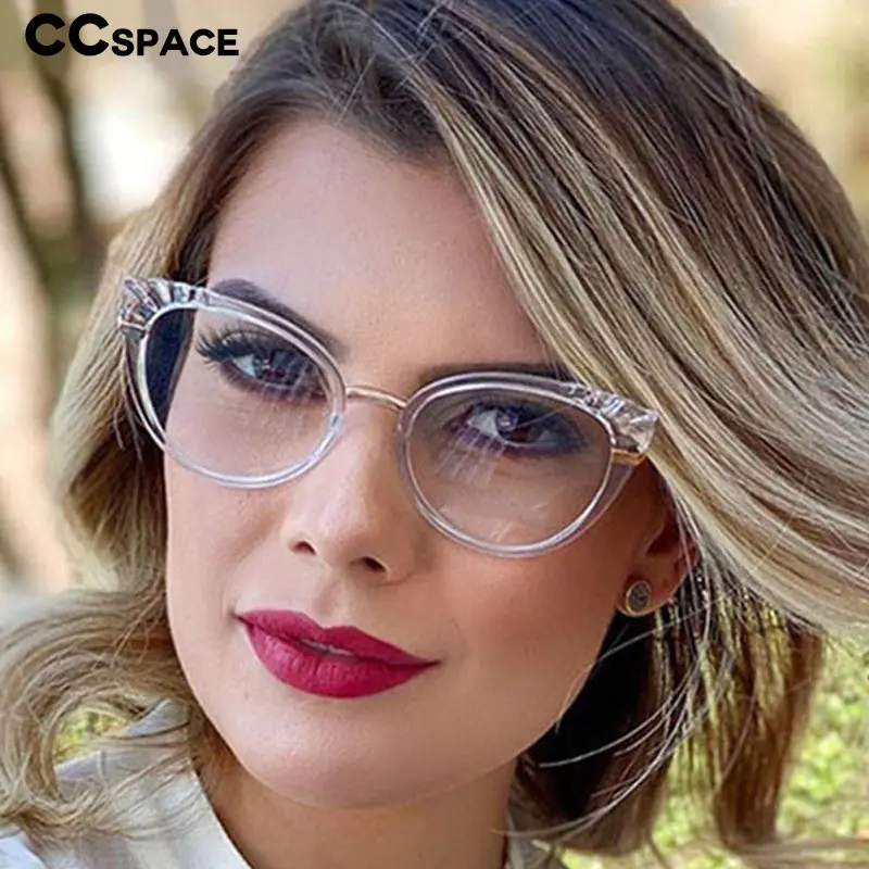 48204 Roun Cat Eye Anti-Blue Light Women Optical Glasses Frame Diamond Cut Fashion Computer