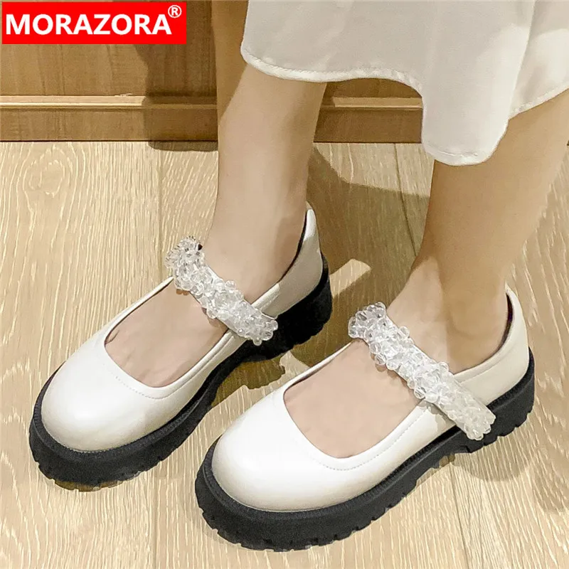 

Женские туфли-лодочки из натуральной кожи MORAZORA, черные или белые однотонные вечерние туфли-лодочки из натуральной кожи, лето 2024