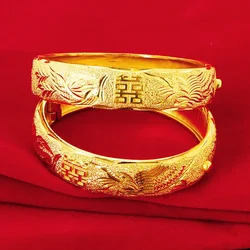 Classical Color 14 K Yellow Gold Bangle for Bridal Opening Bracelet Bangle Valentine's Day Wedding Engagement Jewelry Gifts