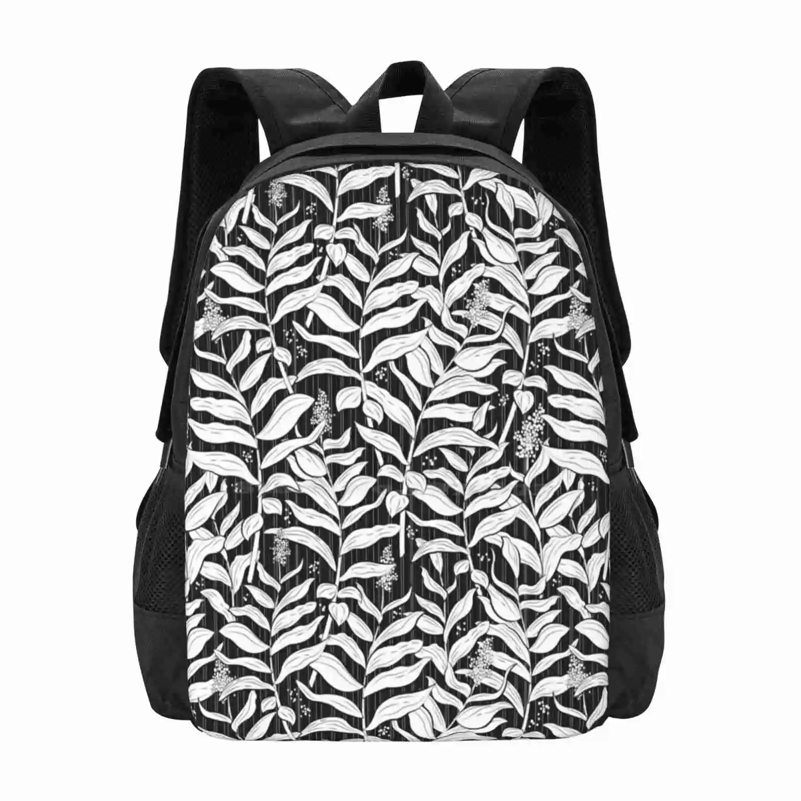 

Coastal Fern School Bags For Teenage Girls Laptop Travel Bags Organic Ferns Coastal Fern Leaves Branches Black White Elegant