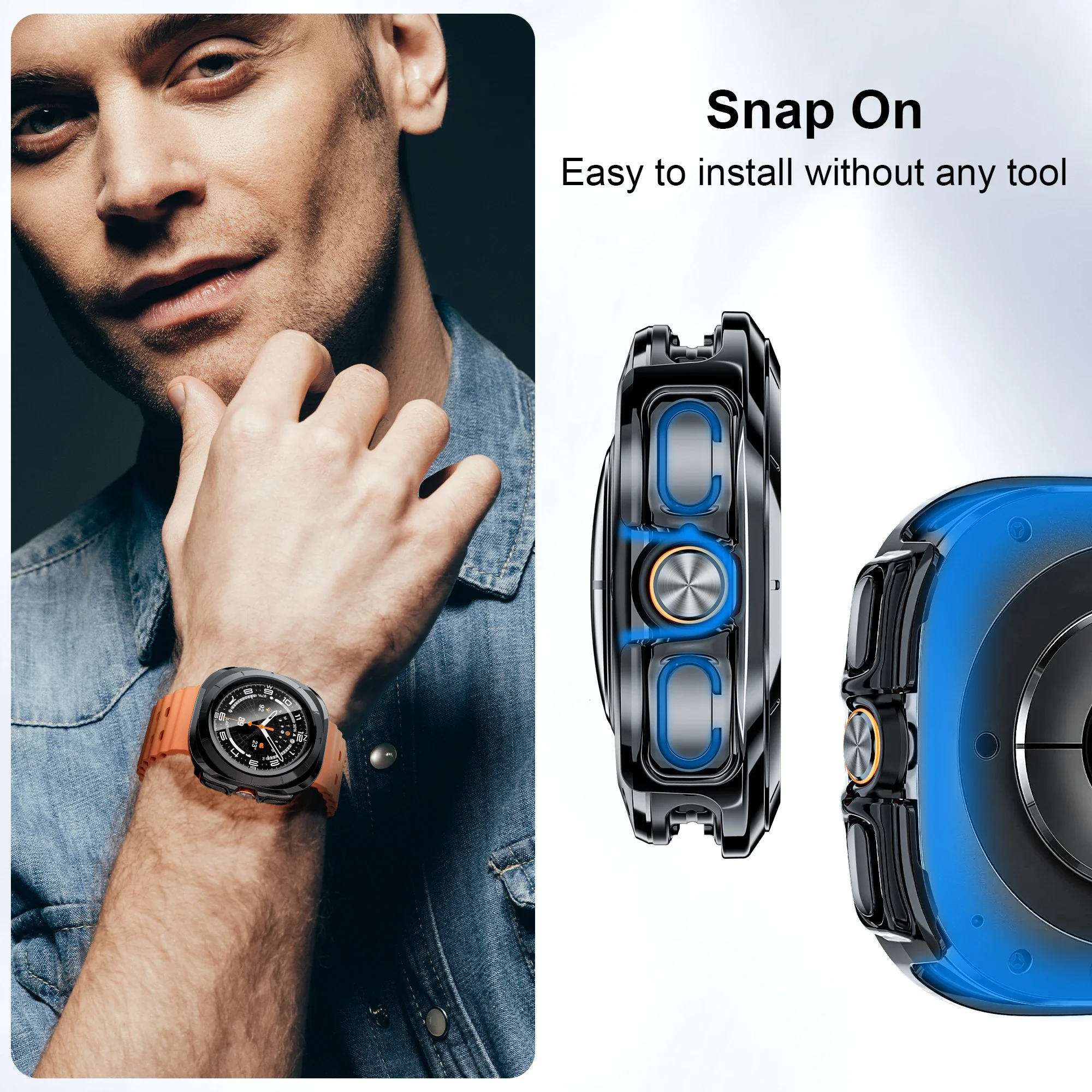 Стекло + чехол для Samsung Galaxy Watch 7 Ultra 47 мм, закаленная пленка, защитная пленка для экрана, бампер, чехол для Samsung Galaxy Watch ultra 47 мм