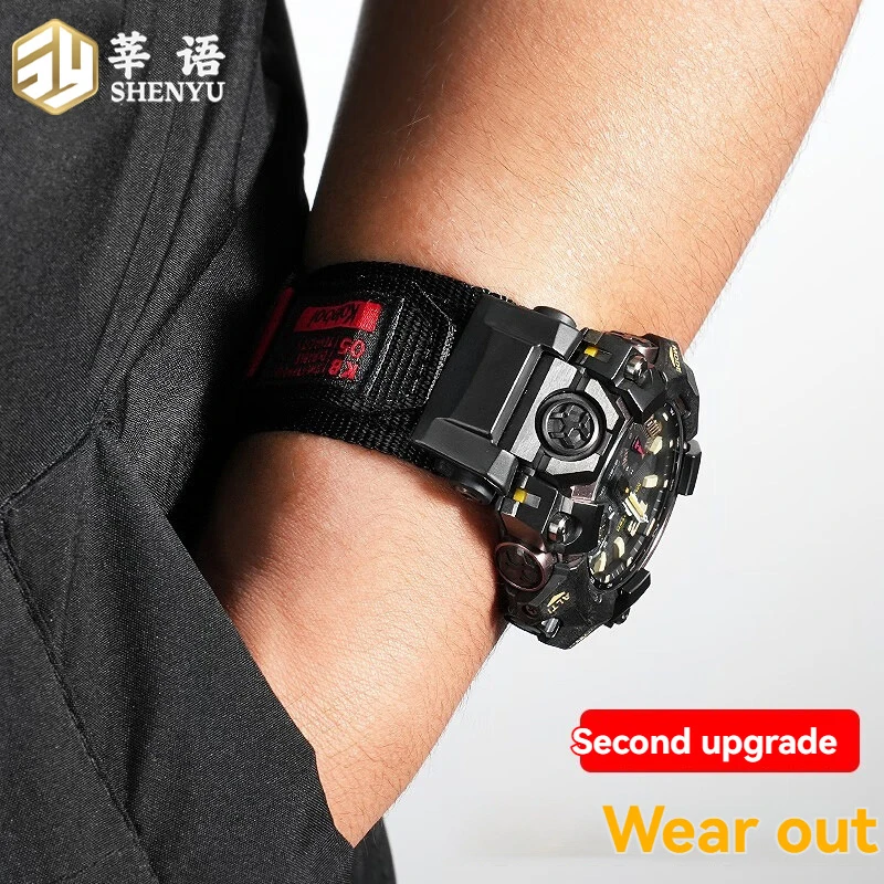 Shenyu Nylon Canvas Watch Strap For Casio G-SHOCK Mudmaster GWG-B1000 3rd Gen Compatible Waterproof Sport Replacement Watchband