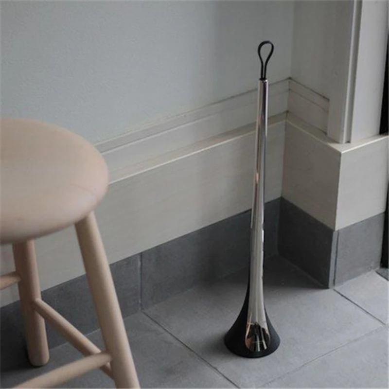 Mirror polished stainless steel self-standing shoehorn, shoe lift