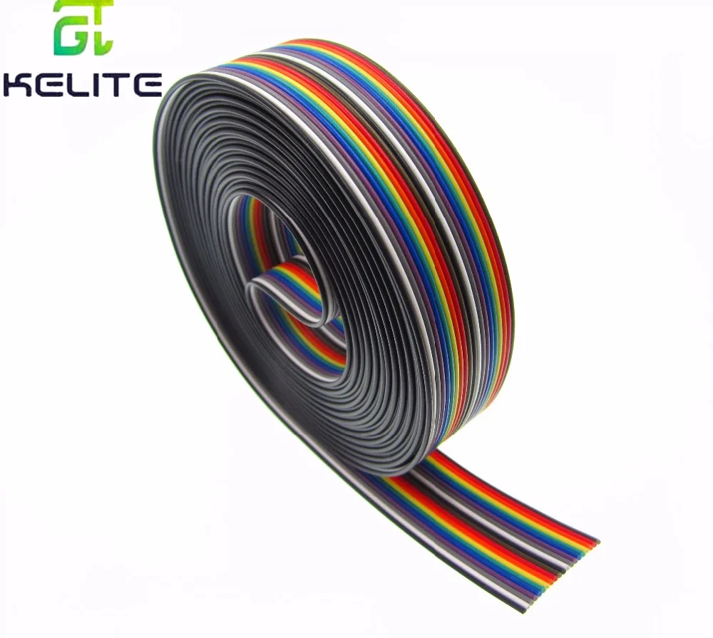 10 Way 20 Way Flat Color Rainbow Ribbon Cable Wire 10P 20P 1.27MM Pitch (10 meter)