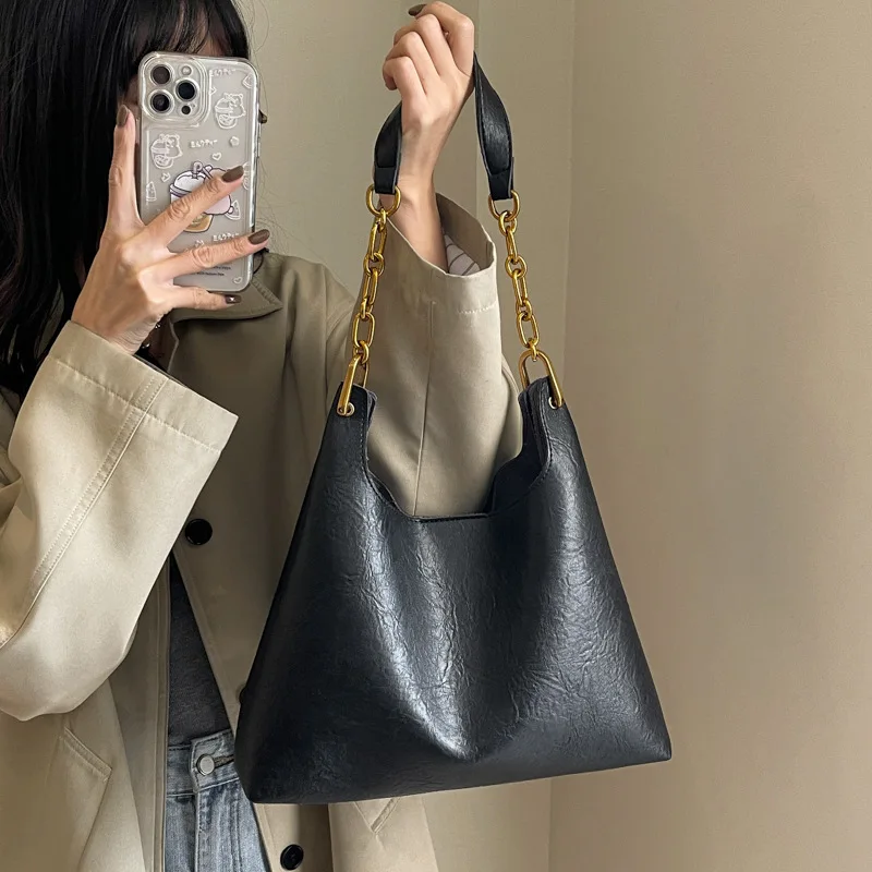 

2025 New Vintage Tote Bag for Women, Genuine Leather Large Capacity Multi-way Shoulder Crossbody Purse, Retro Chic Work Bag
