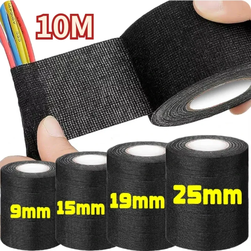 

10Meter Width 9/15/19/25mm Electrical Insulation Heat-resistant Wiring Harness Tape PET Bundle Flame Retardant Tape