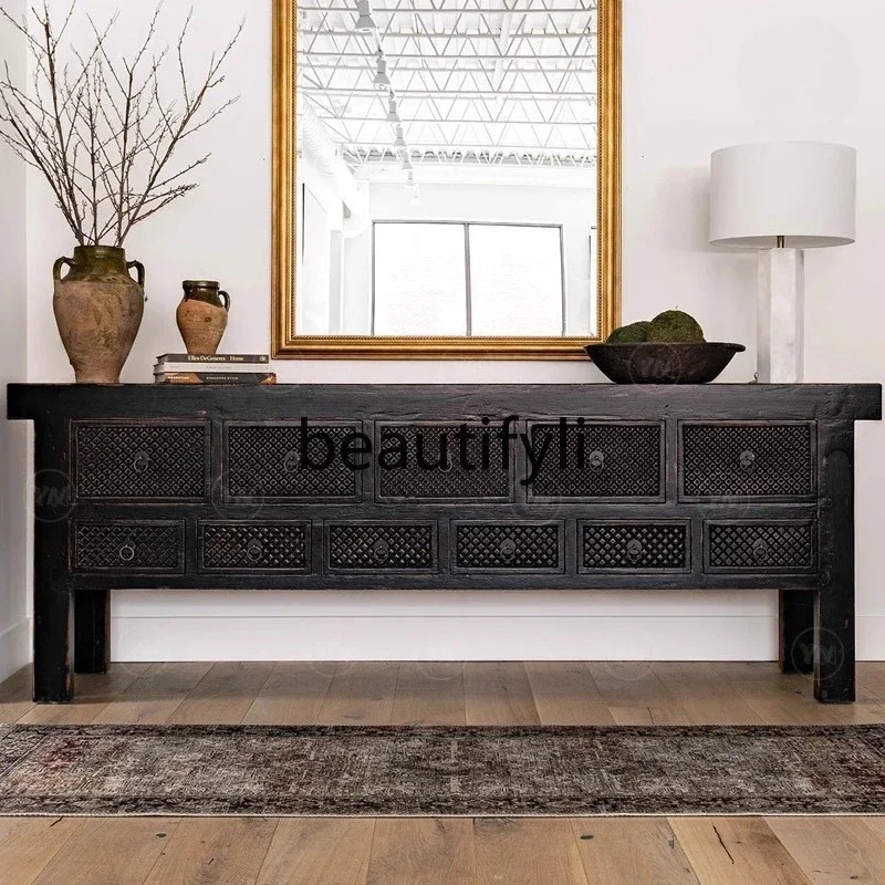 

B61 "Retro 11 chest" neoclassical solid wood TV cabinet court table